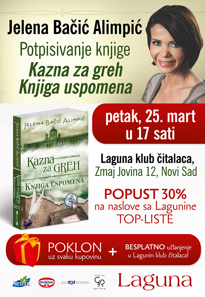 Jelena Bačić Alimpić potpisuje svoj novi roman “Kazna za greh – Knjiga uspomena” u Novom Sadu